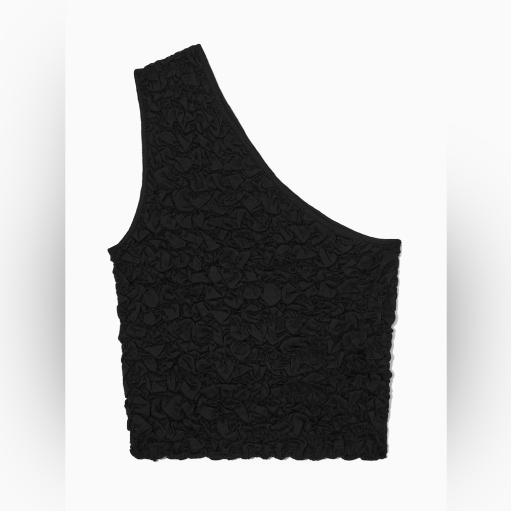 COS smocked one shoulder cotton tank top